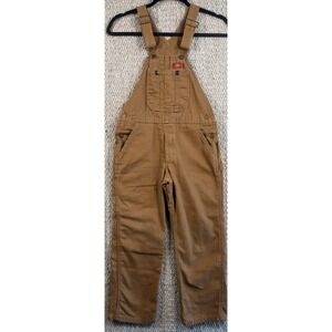 Dickies Youth 6 Brown Duck Canvas Bib Overalls Carpenter Workwear Utility